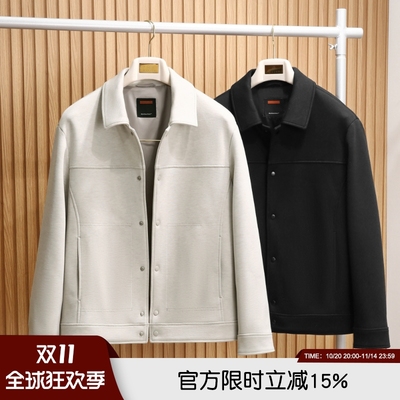 羊毛空气层挺括免烫翻领夹克外套