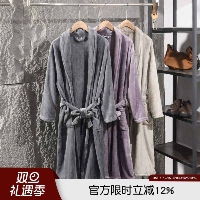 保暖利器 品质太绝了 欧单男女情侣加厚法兰绒居家服睡衣睡袍浴袍