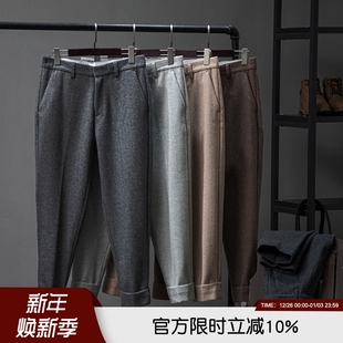 45绵羊毛 长裤 男士 绅士简约商务休闲裤 秋冬毛呢西裤 面料为重点