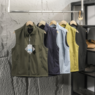 户外休闲加绒立领马甲背心 秋冬男士 重磅推荐 防风防水软壳面料