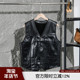 美式 重磅秋冬男士 加绒加厚保暖叠穿内搭复古机车皮衣马甲加厚背心