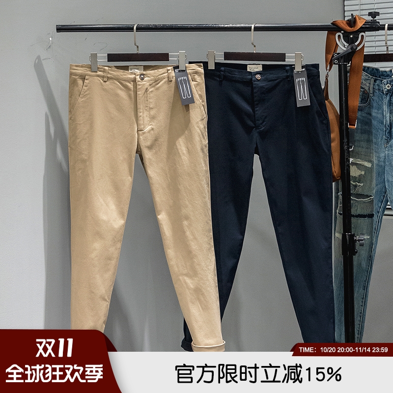 水洗纱卡面料基础21ss时尚休闲裤
