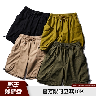 日系街头风 百搭松紧腰休闲五分短裤 2022夏季 时尚 男士 上身狠帅