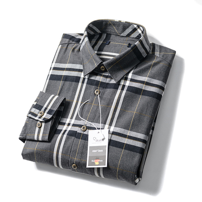 高性价比好货！绅士有型！秋季男士商务格纹百搭休闲长袖衬衫衬衣