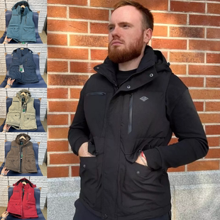 高端户外休闲防风雨背心棉马甲 俄单秋冬男士 重磅牛货 加厚保暖