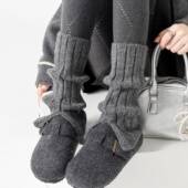 灰色袜套女秋冬加厚保暖分叉脚套JK针织小腿袜y2k配鲨鱼裤 堆堆袜