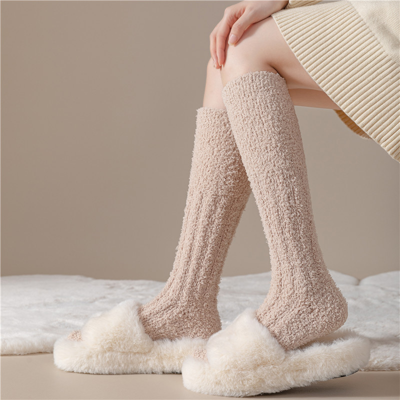 长筒保暖珊瑚绒小腿袜简约百搭
