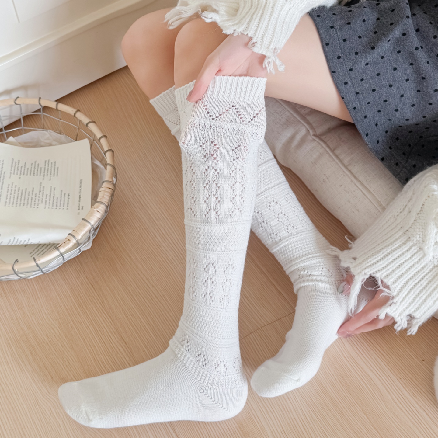 复古羊毛小腿袜秋冬保暖显瘦长筒