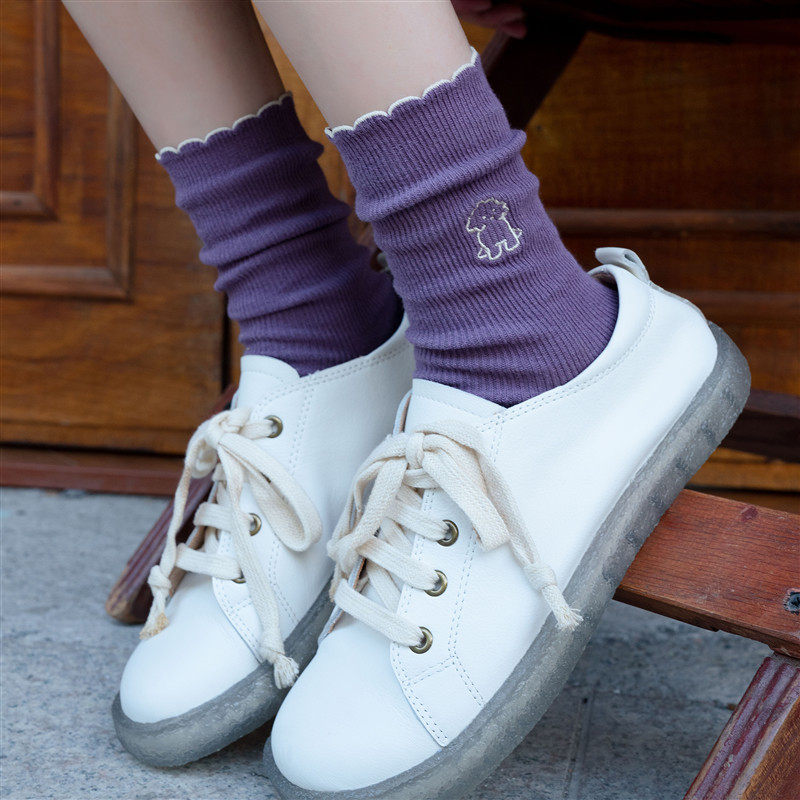 袜子女中筒袜秋冬季韩国ins潮可爱日系卡通木耳边花边紫色堆堆袜,女士内衣/男士内衣/家居服,中筒袜,淘宝优惠券,粉丝福利购,淘宝优惠卷