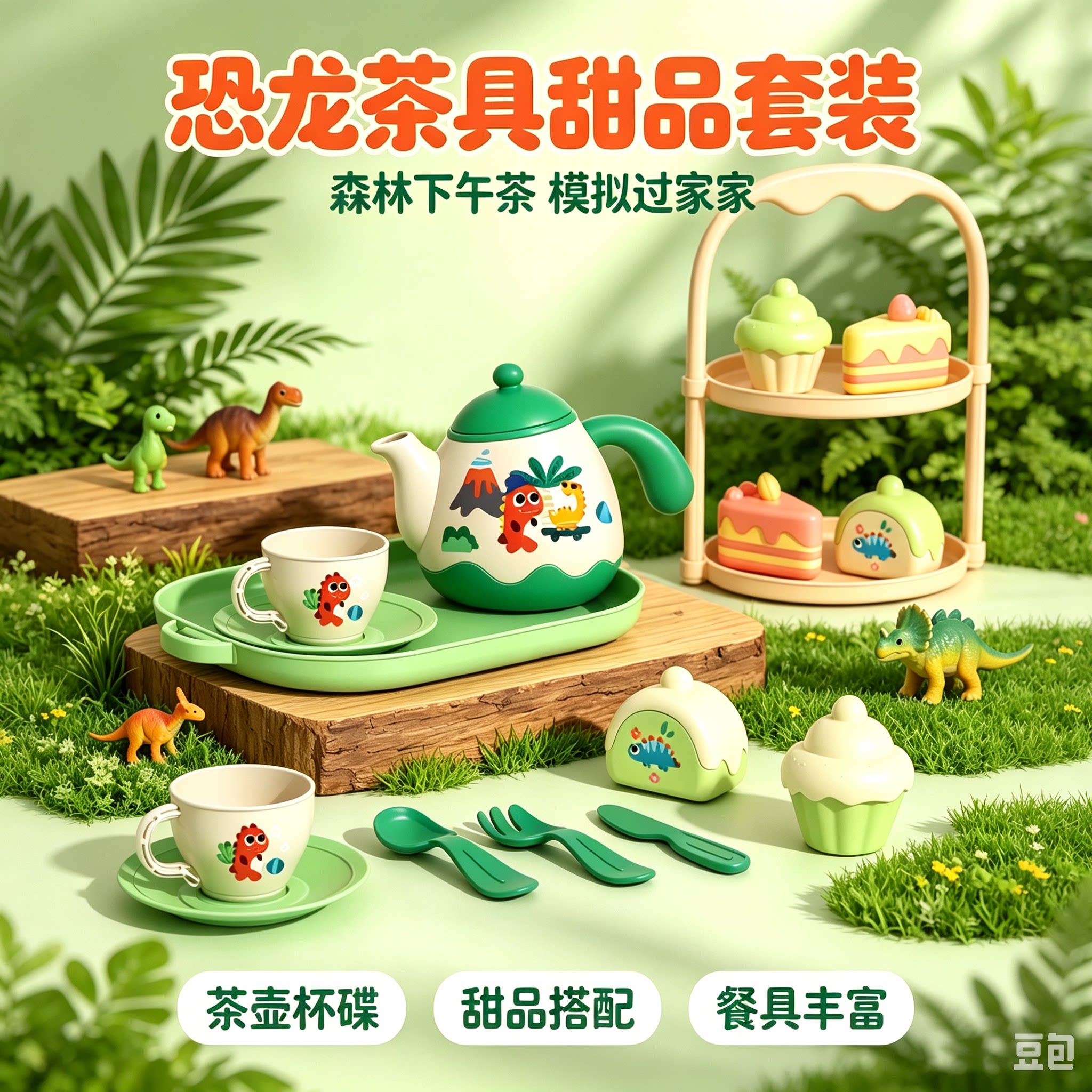 儿童茶具过家家玩具仿真茶壶蛋糕甜品下午茶亲子互动玩具游戏3-6