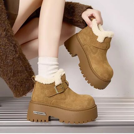 【镇店之宝-定制版型】7cm增高厚底雪地靴女加绒加厚棉鞋勃肯鞋