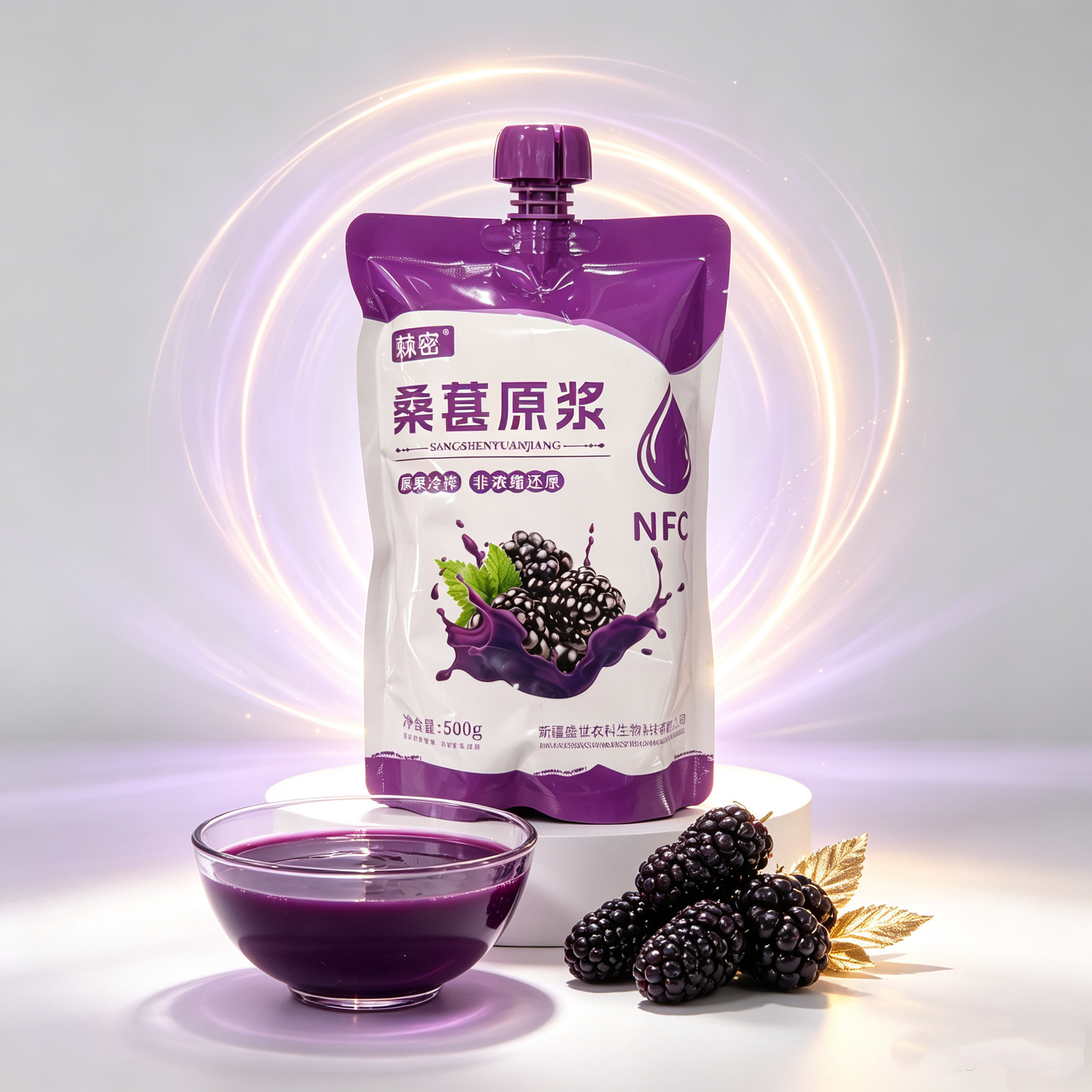 桑葚原浆 鲜榨原浆饮品营养果浆即饮独立袋装 紫黑桑葚原汁