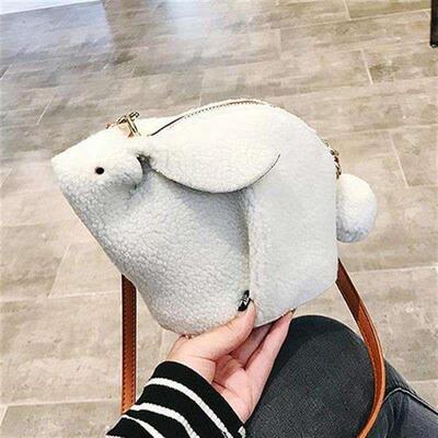 Shoulder Bag Women Cartoon Rabbit Zipper Shoulder Bag Faux L