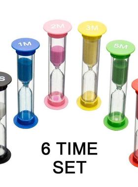 6Pcs Sand Timer Plastic Hourglass Timer Colorful Sandglass