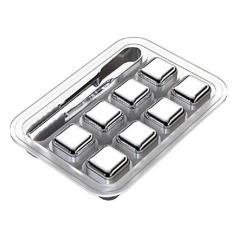 8 Pcs Stainless Steel Ice Cubes Set For Whiskey Wine Wine