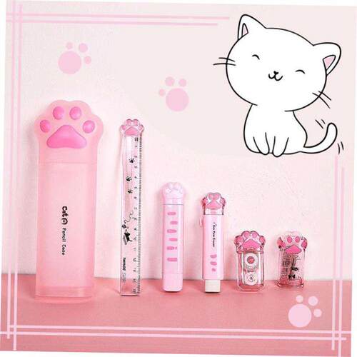 6Pcs Creative Cat Paw Stationery Set Kawaii Cat Claw Pen