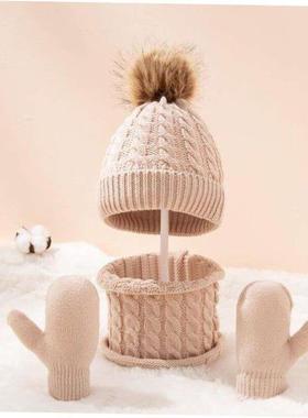 New Winter Hat Scarf Gloves Set for Kids 03 Years Boys Girl