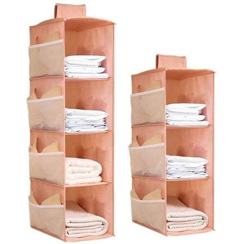 Hanging Closet Organizer Storage with Side Pockets 3/4 Shelv