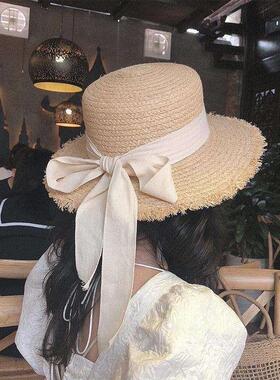2022 summer sun hat bow 100%Raffia hat Sun visor beach acces