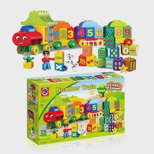 Digital small train building blocks assembled toys 75 large