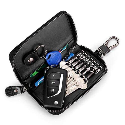 Card Bag Keychain Men Women Key Holder Organizer Pouch Cow S