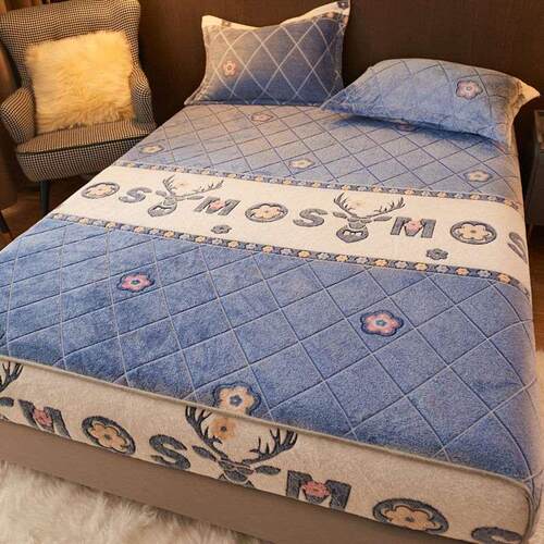 Bedspread Coral Fleece Thickened Bed Cover Singlepiece Snow