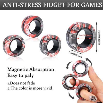 3Pcs Fidget Spinner Magnetic Ring Toys Fingers Magnet Rings