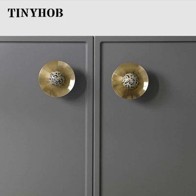Natural stonesolid brass Kitchen Drawer Cabinet Handle Furn