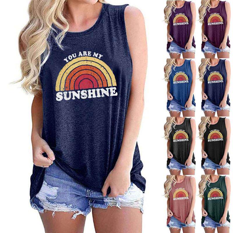 Womens Vest Rinbow SUNSHINE Crew Neck Vest