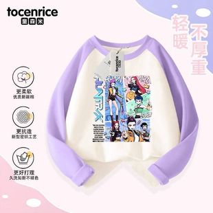 Kpop 猎魔女团女童长袖t恤插肩春秋新款上衣大儿童打底衫女孩