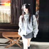 女秋冬宽松慵懒风软糯毛衣系带上衣撞色套头款 秋季 复古条纹针织衫