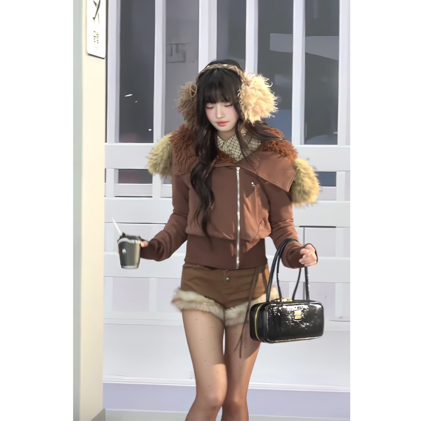 秋冬短裤！"唯她足迹轻"韩系毛绒保暖仿皮草毛毛拼接紧身短裤女,女装/女士精品,短裤,淘宝优惠券,粉丝福利购,淘宝优惠卷