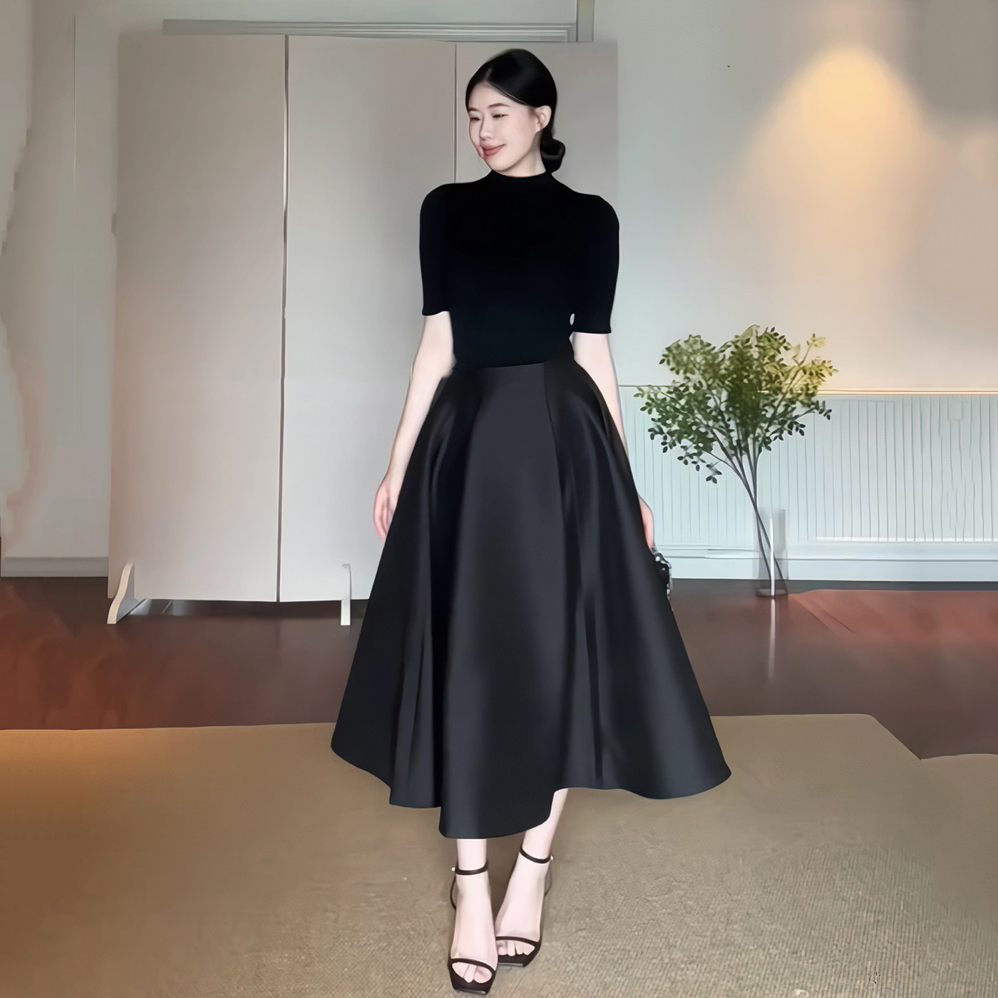 现货套装！半高领针织打底衫弹力半袖内搭上衣女秋冬高腰半身裙,女装/女士精品,时尚套装,淘宝优惠券,粉丝福利购,淘宝优惠卷