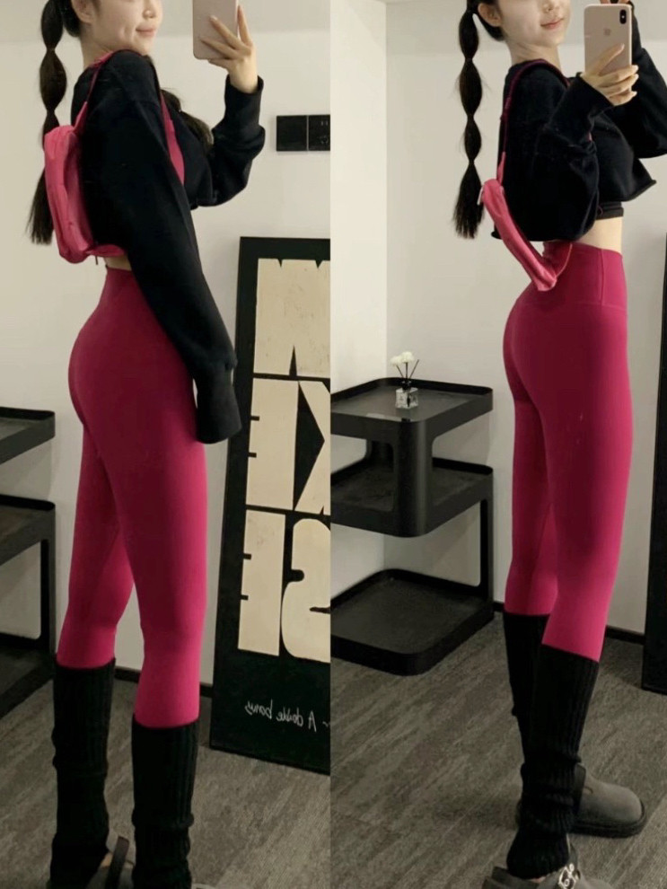 裸感瑜伽裤女2025春季薄款高腰提臀运动紧身外穿瑜伽服速干健身裤