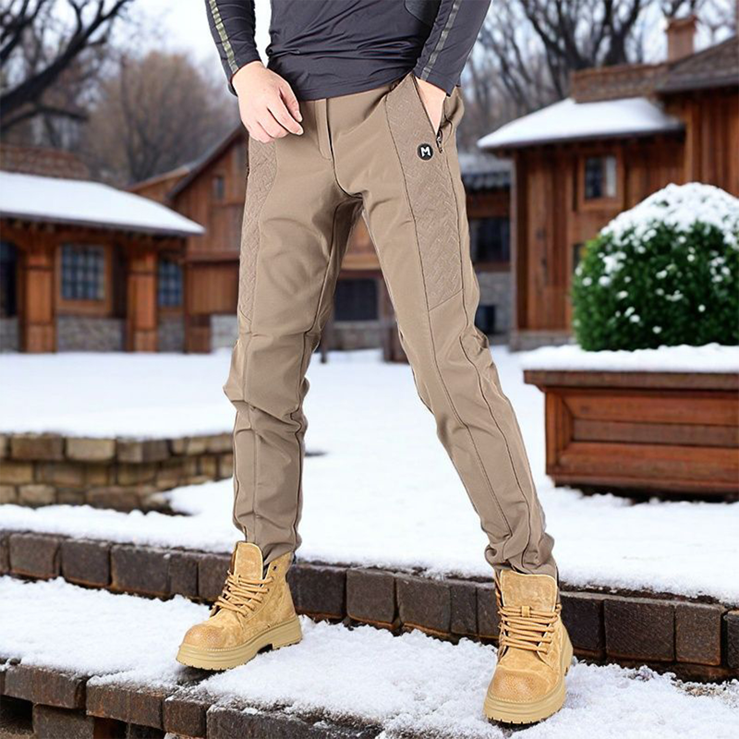 户外登山裤男防风防水加绒冲锋裤