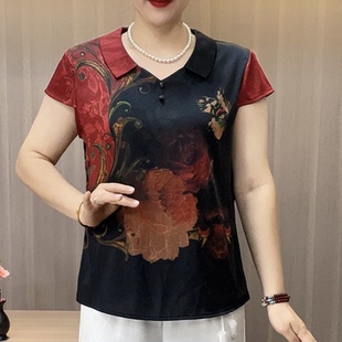 网红新款 遮肉休闲通勤短袖 时尚 宽松大码 娃娃领上衣 百搭新中式 夏季