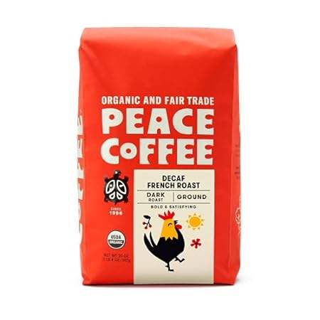 Peace Coffee Decaf French Roast | 20 oz Ground Dark Roast