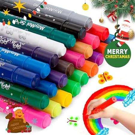 MayMoi Washable Tempera Paint Sticks | Non-Toxic， Quick D