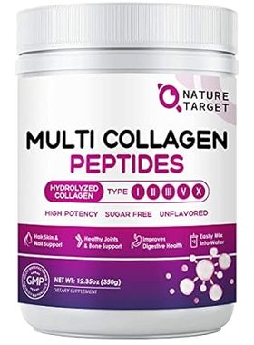 NATURE TARGET Multi Collagen Peptides Powder - Type I， II