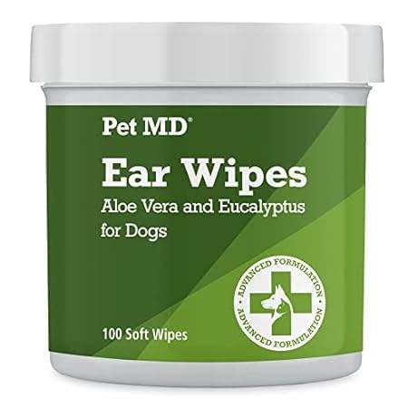 Pet MD - Dog Ear Cleaner Wipes - Otic Cleanser for Dogs t