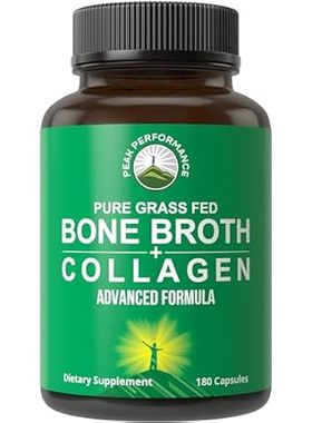 Bone Broth Collagen Capsules. 180 Pills of Grass Fed Bone