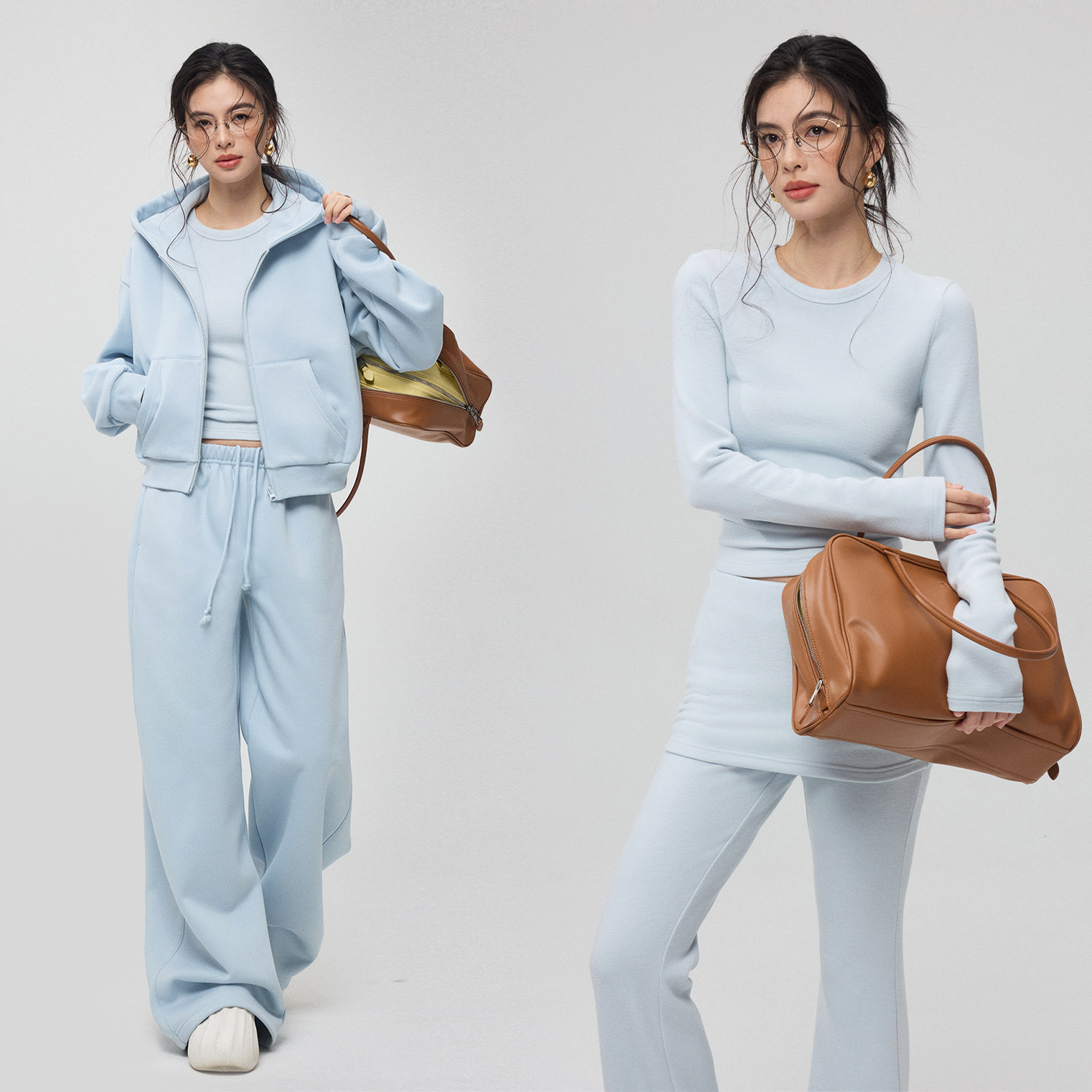 ZzZHANG｜m*u系松弛搭配_轻氧蓝色休闲运动连帽卫衣卫裤打底套装,女装/女士精品,休闲运动套装,淘宝优惠券,粉丝福利购,淘宝优惠卷