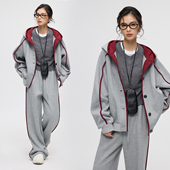 长裤 ZzZHANG｜型适主义_慵懒休闲套装 宽松撞色设计加绒帽衫 两件套