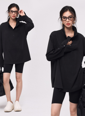 ZzZHANG｜精简衣橱_26春basic随性宽松落肩长袖T恤polo领打底衫