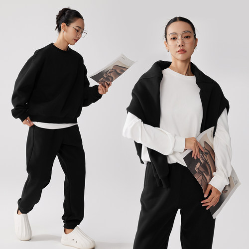 休闲圆领卫衣套装女秋冬新款