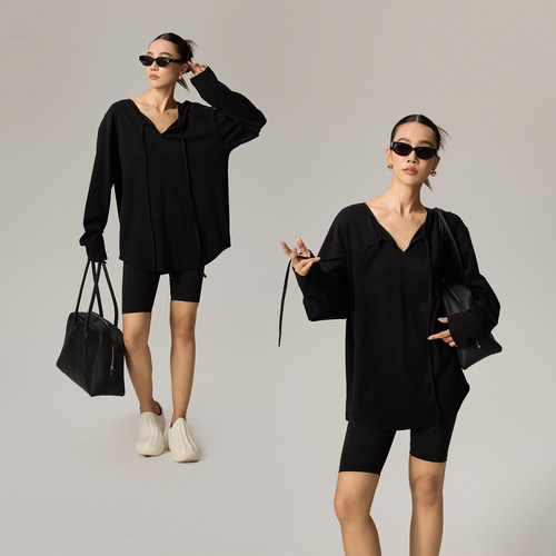 V字领长袖高级感秋冬新款打底