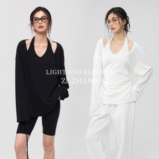 ZzZHANG｜轻盈午后_懒人叠穿舒适百搭真两件宽松T恤打底衫