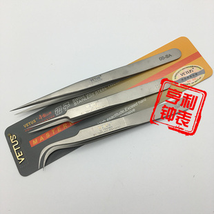 手表工具 维斯VETUS镊子防磁游丝不锈钢尖头弯头宽头镊子钟表工具