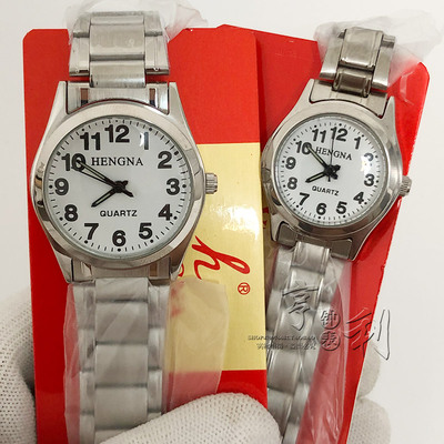 中老年人复古石英表亨纳电子表腕表男女款防水不锈钢手表2035机芯