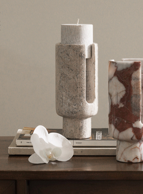 轻奢宝格丽大理石苹果烛台摆件